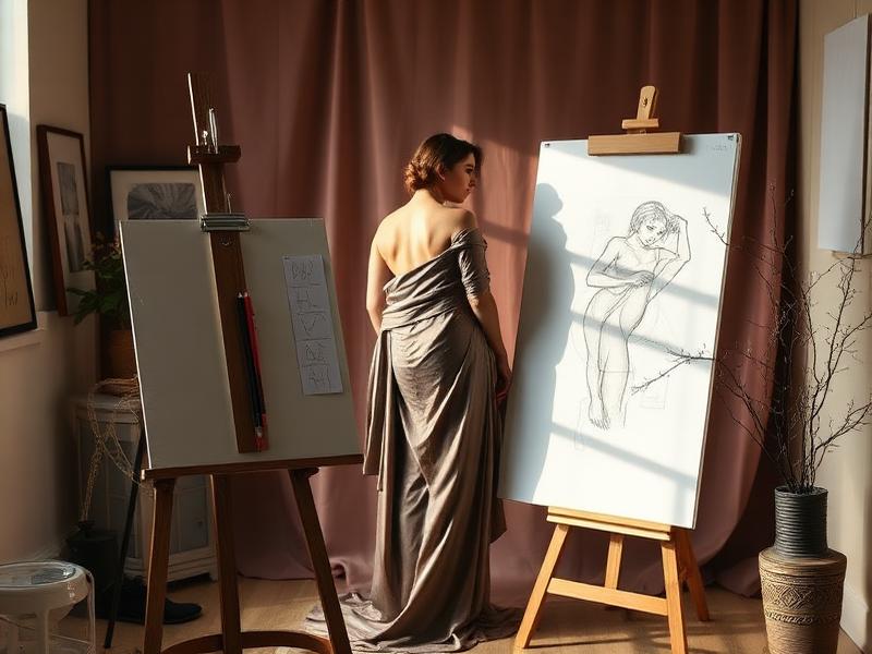 Life drawing session with a live model